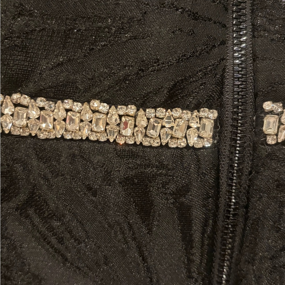 Alice + Olivia Black Mini Dress with Rhinestone Waist - Picture 6 of 11